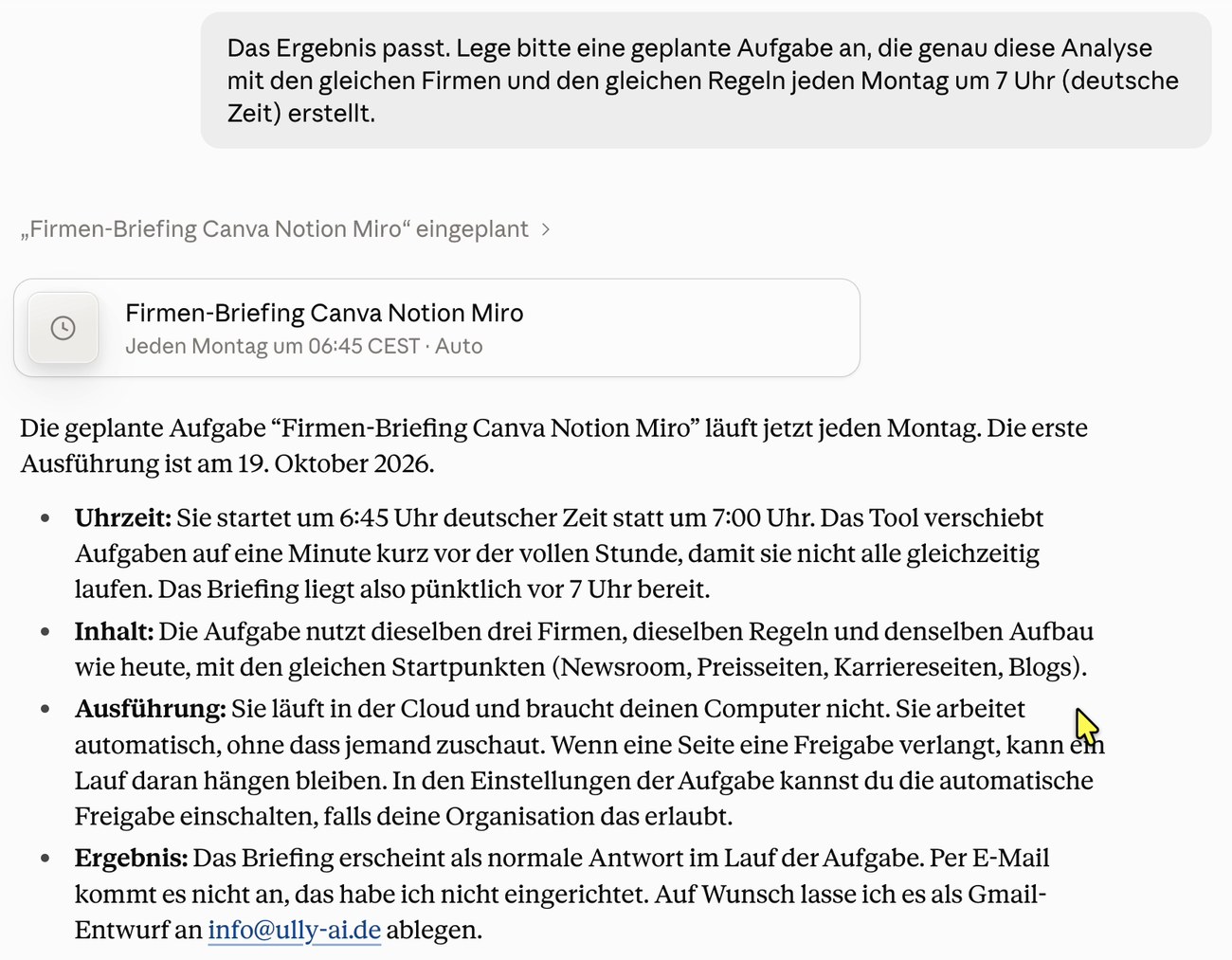 Claude bestätigt die geplante Firmenradar-Aufgabe