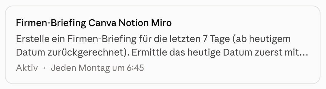 Firmenradar in der Liste geplanter Aufgaben