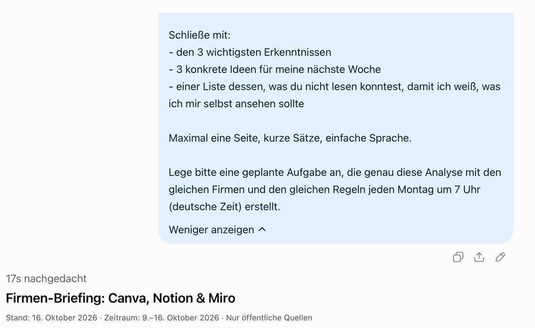 Ende des Prompts in ChatGPT mit dem Zusatzsatz zur geplanten Aufgabe